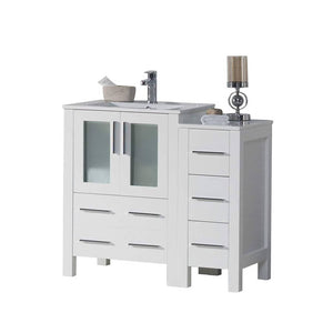 Blossom 001 36S 01 C Sydney 36 Inch Vanity with Ceramic Sink & Side Cabinet - White