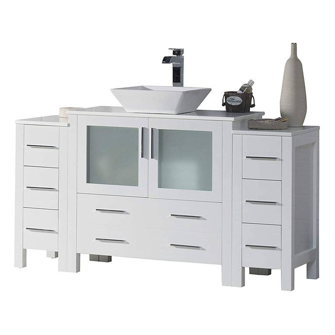 Blossom 001 60S2 01 V Sydney 60 Inch Vanity with Ceramic Vessel Sink - White