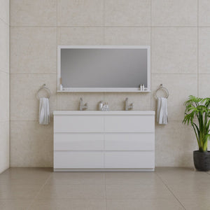 Alya Bath AB-MOA60D-W Paterno 60 inch Double Modern Freestanding Bathroom Vanity, White
