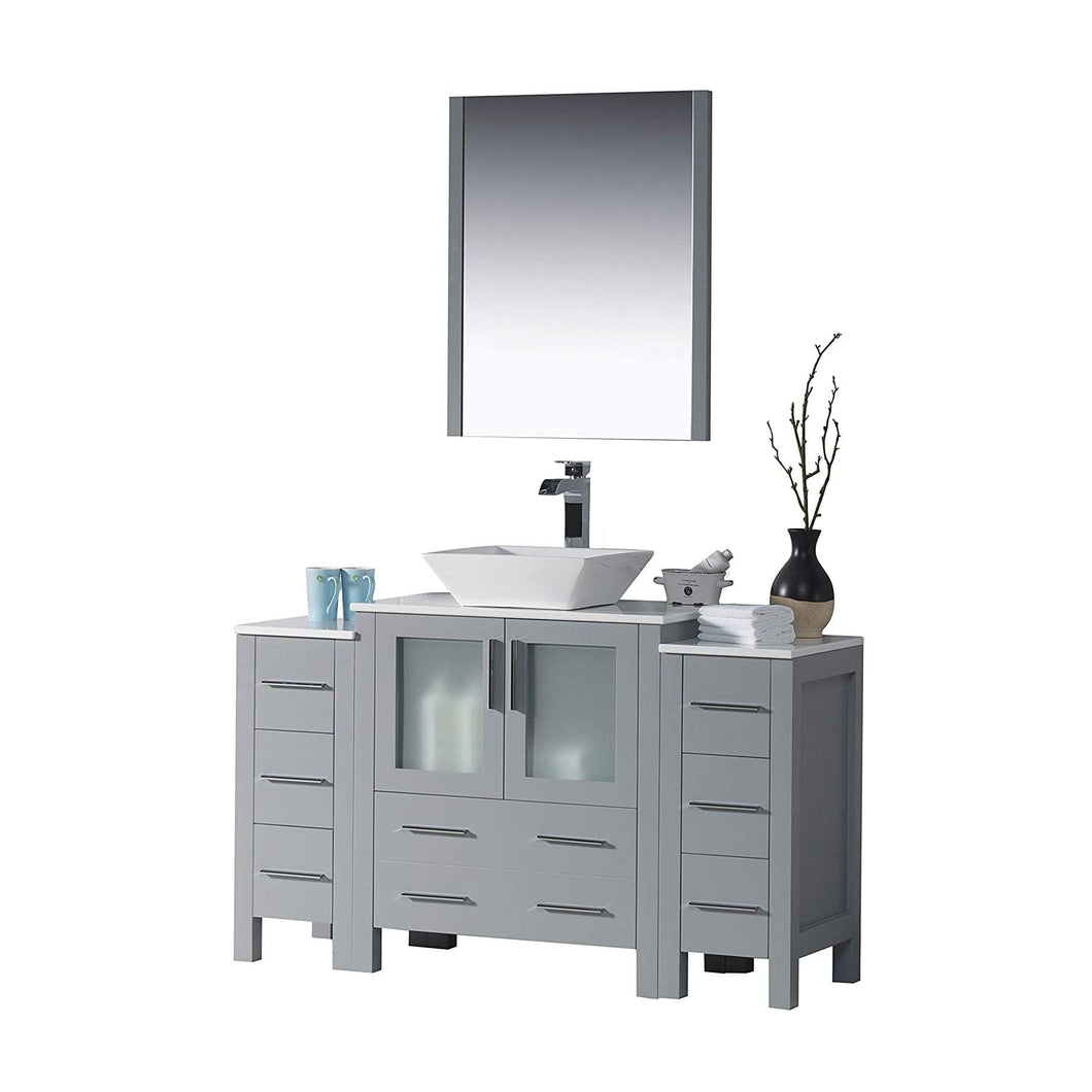 Blossom 001 54 15 V M Sydney 54 Inch Vanity with Ceramic Vessel Sink & Mirror - Metal Gray