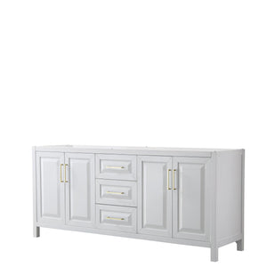 Wyndham Collection WCV252580DWGCXSXXMXX Daria 80 Inch Double Bathroom Vanity in White, No Countertop, No Sink, Brushed Gold Trim