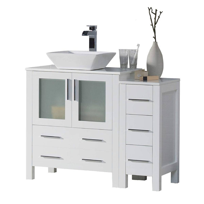 Blossom 001 42S 01 V Sydney 42 Inch Vanity with Ceramic Vessel Sink & Side Cabinet - White