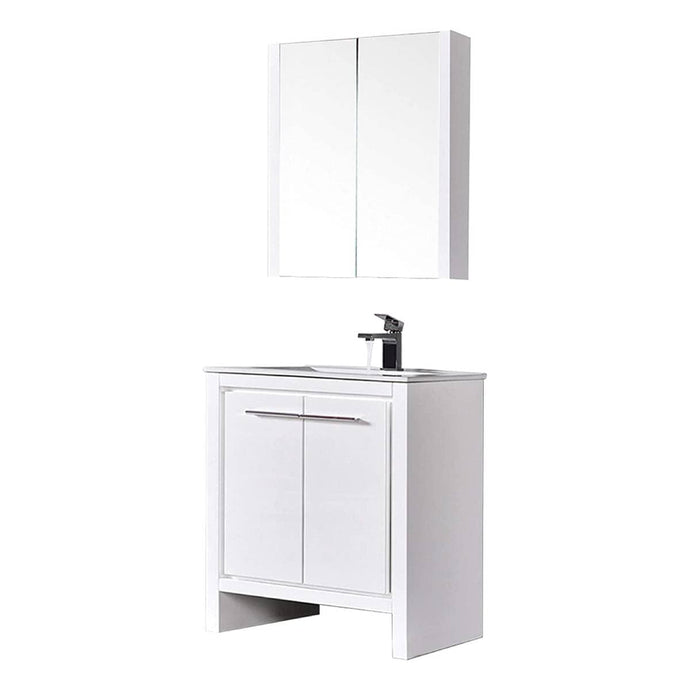 Blossom 014 30 01 C MC Milan 30 Inch Vanity with Ceramic Sink & Mirrored Medicine Cabinet - White