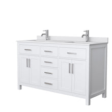 Load image into Gallery viewer, Wyndham Collection WCG242460DWHWCUNSMXX Beckett 60 Inch Double Bathroom Vanity in White, White Cultured Marble Countertop, Undermount Square Sinks, No Mirror