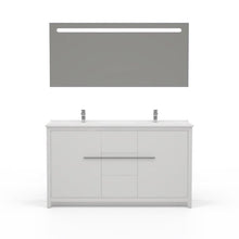 Load image into Gallery viewer, Casa Mare Alessio 60&quot; Glossy White Bathroom Vanity and Ceramic Sink Combo - ALESSIO152GW-60-MSC