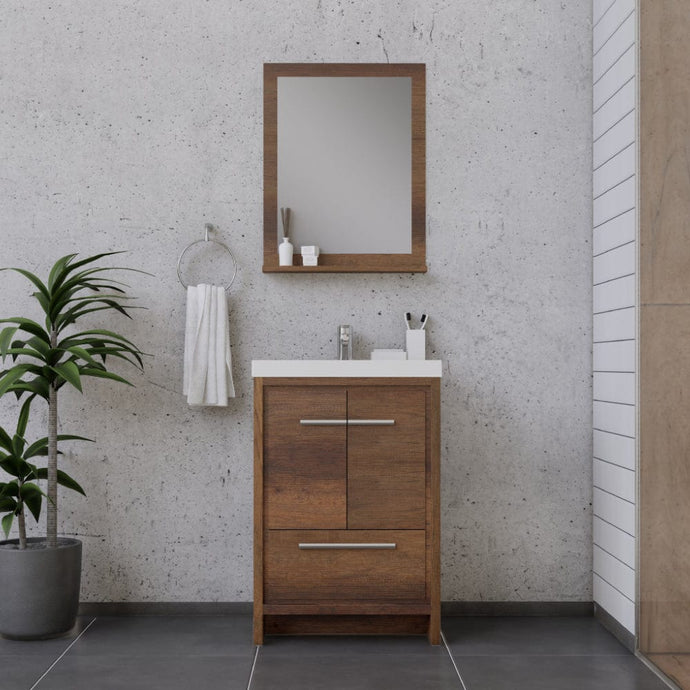 Alya Bath AB-MD624-RW Sortino 24 inch Modern Bathroom Vanity, Rosewood