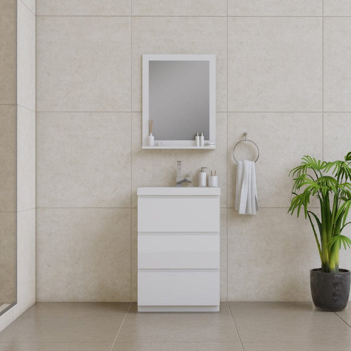 Alya Bath AB-MOA24-W Paterno 24 inch Modern Freestanding Bathroom Vanity, White