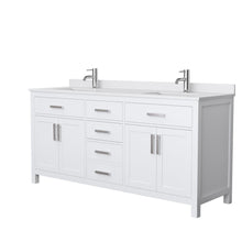 Load image into Gallery viewer, Wyndham Collection WCG242472DWHWCUNSMXX Beckett 72 Inch Double Bathroom Vanity in White, White Cultured Marble Countertop, Undermount Square Sinks, No Mirror