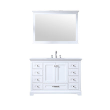 Load image into Gallery viewer, Lexora LD342248SAWQM46F Dukes 48&quot; White Single Vanity, White Quartz Top, White Square Sink and 46&quot; Mirror w/ Faucet