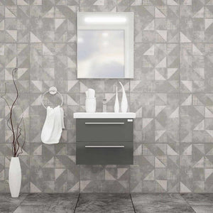 Casa Mare Elke 32" Glossy Gray Bathroom Vanity and Ceramic Sink Combo - ELKE80GG-32-MSC