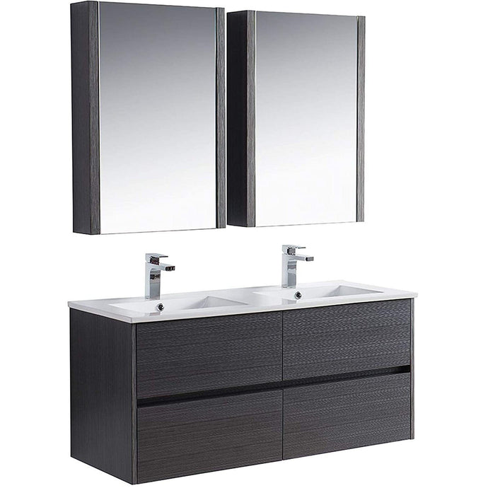 Blossom 016 48 16D C MC Valencia 48 Inch Double Vanity with Ceramic Sink & Medicine Cabinet - Silver Grey