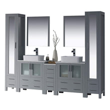 Load image into Gallery viewer, Blossom 001 102 15 V M Sydney 102 Inch Vanity with Ceramic Double Vessel Sinks &amp; Mirrors - Metal Gray
