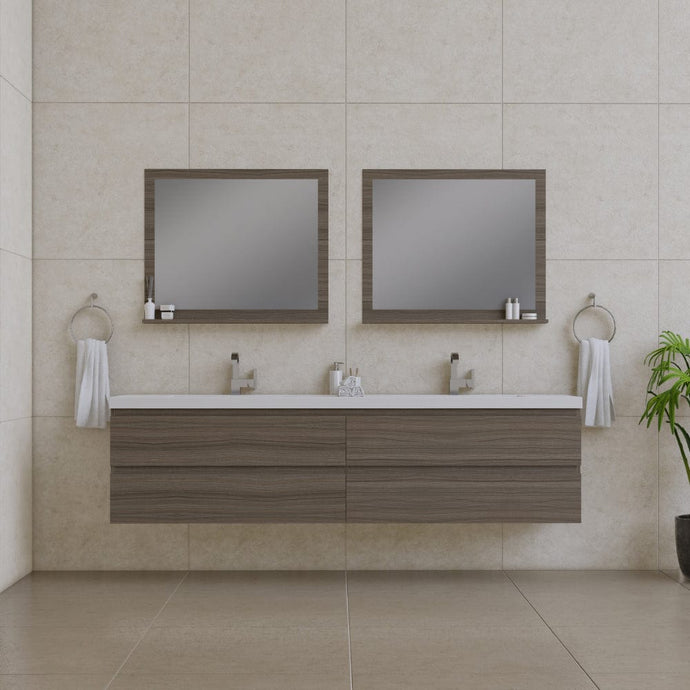 Alya Bath AB-MOF84D-G Paterno 84 inch Modern Wall Mounted Bathroom Vanity, Gray