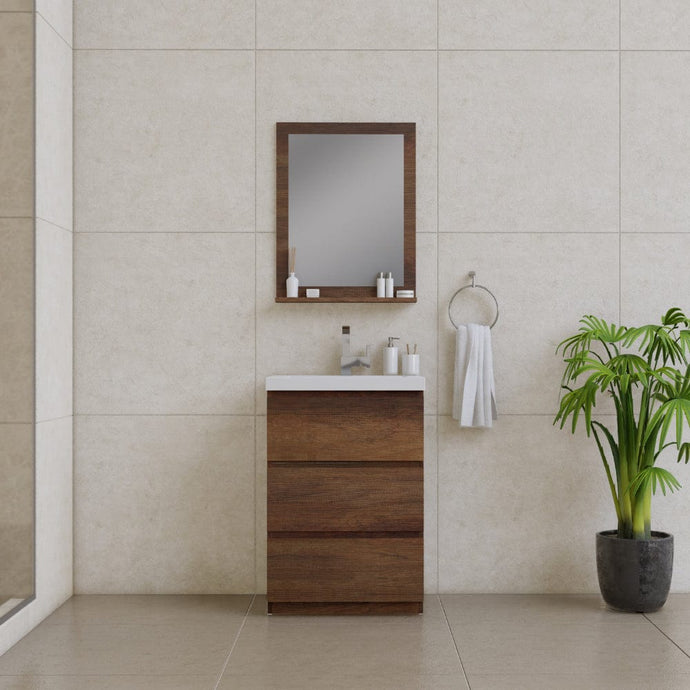 Alya Bath AB-MOA24-RW Paterno 24 inch Modern Freestanding Bathroom Vanity, Rosewood