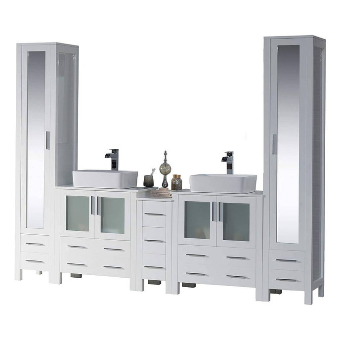 Blossom 001 102 01 V Sydney 102 Inch Vanity with Ceramic Double Vessel Sinks - White