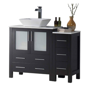 Blossom 001 42S 02 V Sydney 42 Inch Vanity with Ceramic Vessel Sink & Side Cabinet - Espresso