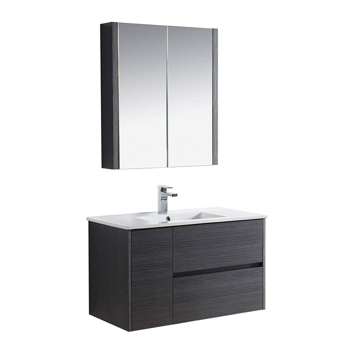 Blossom 016 36 16 C MC Valencia 36 Inch Vanity with Ceramic Sink & Medicine Cabinet - Silver Grey