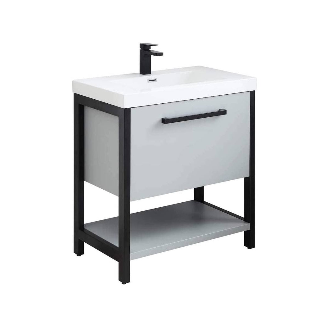 Blossom 022 30 15 A Riga 30 Inch Vanity with Acrylic Sink - Metal Gray