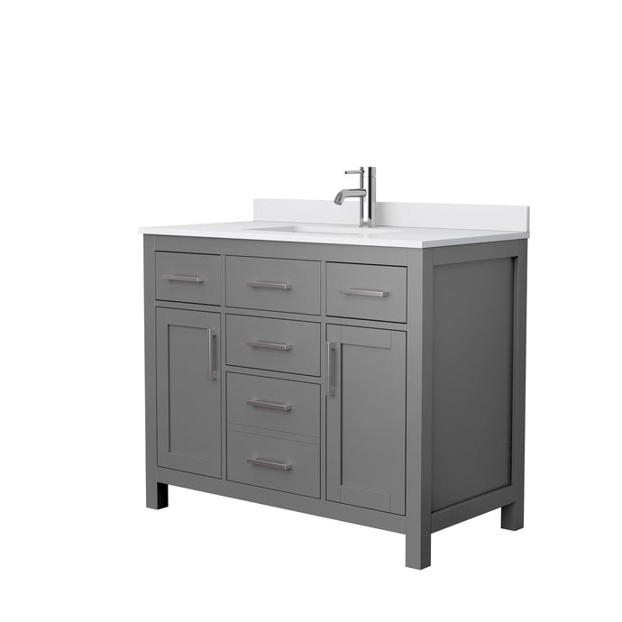 Wyndham Collection WCG242442SKGWCUNSMXX Beckett 42 Inch Single Bathroom Vanity in Dark Gray, White Cultured Marble Countertop, Undermount Square Sink, No Mirror