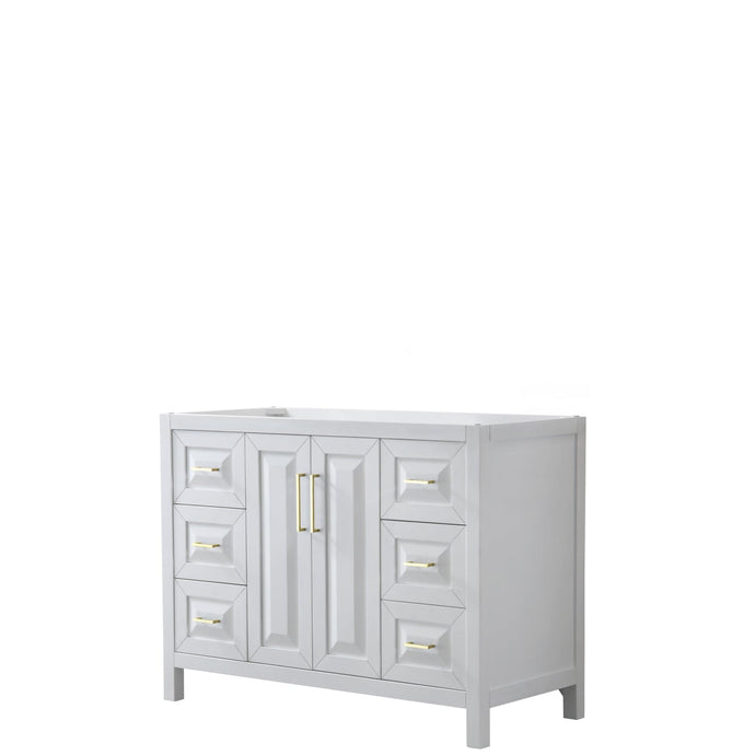 Wyndham Collection WCV252548SWGCXSXXMXX Daria 48 Inch Single Bathroom Vanity in White, No Countertop, No Sink, Brushed Gold Trim