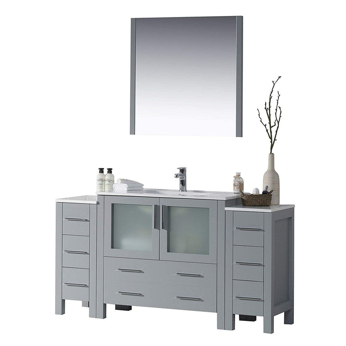 Blossom 001 60S2 15 C M Sydney 60 Inch Vanity with Ceramic Sink & Mirror - Metal Gray