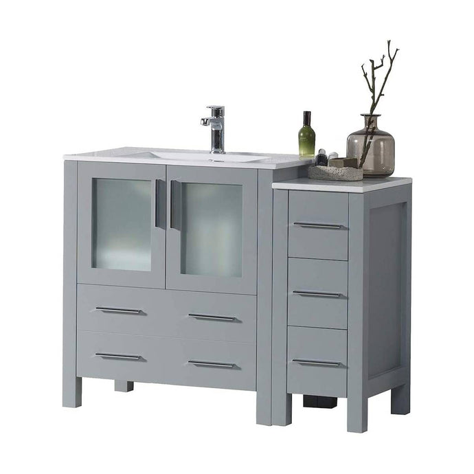 Blossom 001 42S 15 C Sydney 42 Inch Vanity with Ceramic Sink & Side Cabinet - Metal Grey