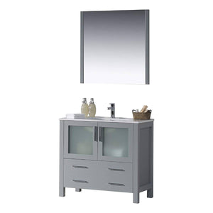 Blossom 001 36 15 C M Sydney 36 Inch Vanity with Ceramic Sink & Mirror - Metal Grey