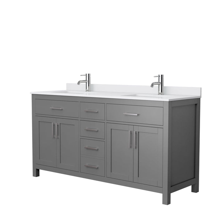 Wyndham Collection WCG242466DKGWCUNSMXX Beckett 66 Inch Double Bathroom Vanity in Dark Gray, White Cultured Marble Countertop, Undermount Square Sinks, No Mirror