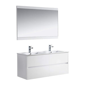 Blossom 016 48 01D C M Valencia 48 Inch Double Vanity with Ceramic Sink & Mirror - White