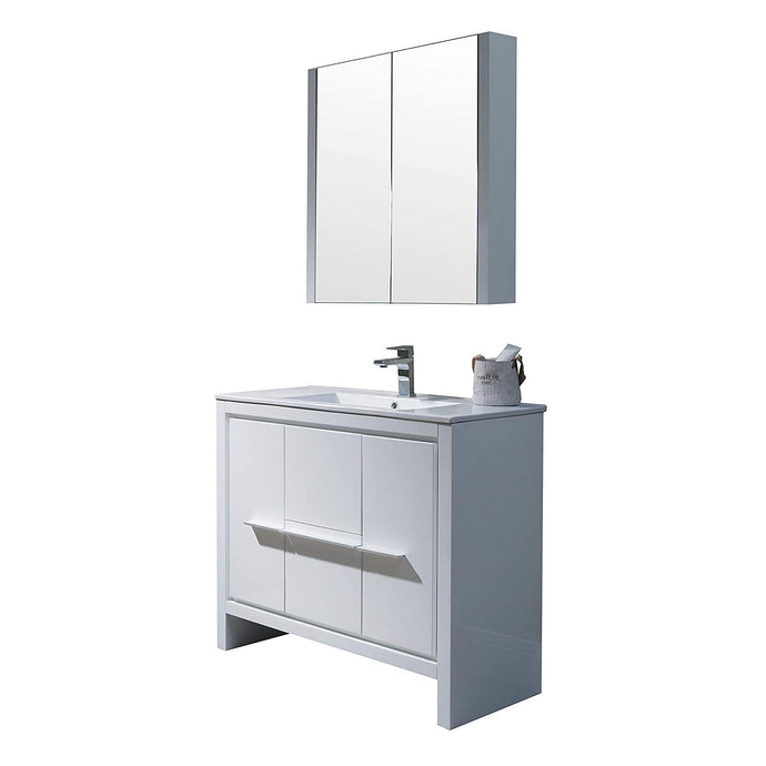 Blossom 014 36 01 C MC Milan 36 Inch Vanity with Ceramic Sink & Mirrored Medicine Cabinet- White