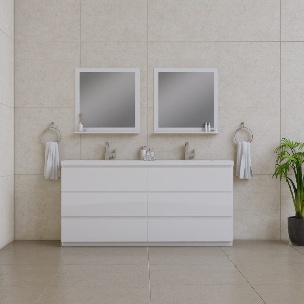 Alya Bath AB-MOA72D-W Paterno 72 inch Modern Freestanding Bathroom Vanity, White