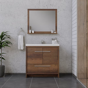 Alya Bath AB-MD636-RW Sortino 36 inch Modern Bathroom Vanity, Rosewood