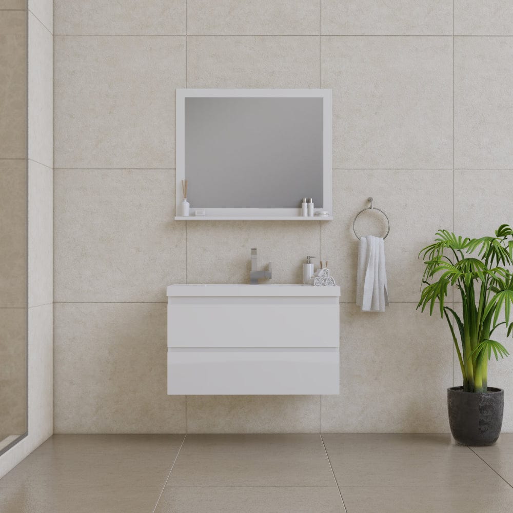 Alya Bath AB-MOF36-W Paterno 36 inch Modern Wall Mounted Bathroom Vanity, White