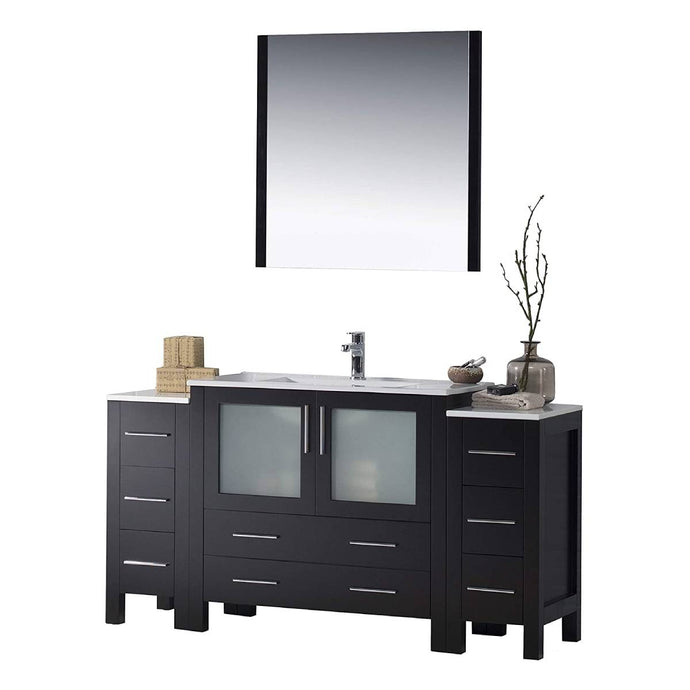 Blossom 001 60S2 02 C M Sydney 60 Inch Vanity with Ceramic Sink & Mirror - Espresso