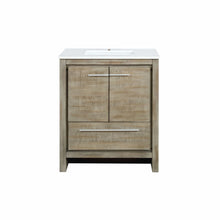 Load image into Gallery viewer, Lexora LLF30SKSOS000 Lafarre 30&quot; Rustic Acacia Bathroom Vanity, White Quartz Top, and White Square Sink