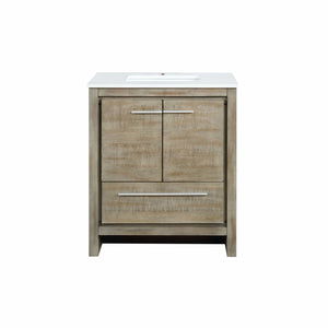 Lexora LLF30SKSOS000 Lafarre 30" Rustic Acacia Bathroom Vanity, White Quartz Top, and White Square Sink