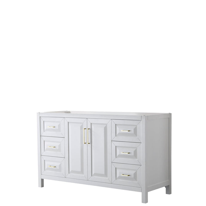 Wyndham Collection WCV252560SWGCXSXXMXX Daria 60 Inch Single Bathroom Vanity in White, No Countertop, No Sink, Brushed Gold Trim