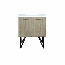 Load image into Gallery viewer, Lexora LLC30SKSOS000 Lancy 30&quot; Rustic Acacia Bathroom Vanity, White Quartz Top, and White Square Sink