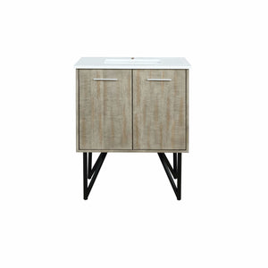 Lexora LLC30SKSOS000 Lancy 30" Rustic Acacia Bathroom Vanity, White Quartz Top, and White Square Sink