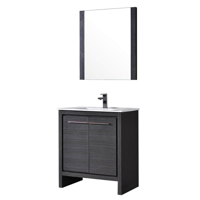 Blossom 014 30 16 C M Milan 30 Inch Vanity with Ceramic Sink & Mirror - Silver Grey