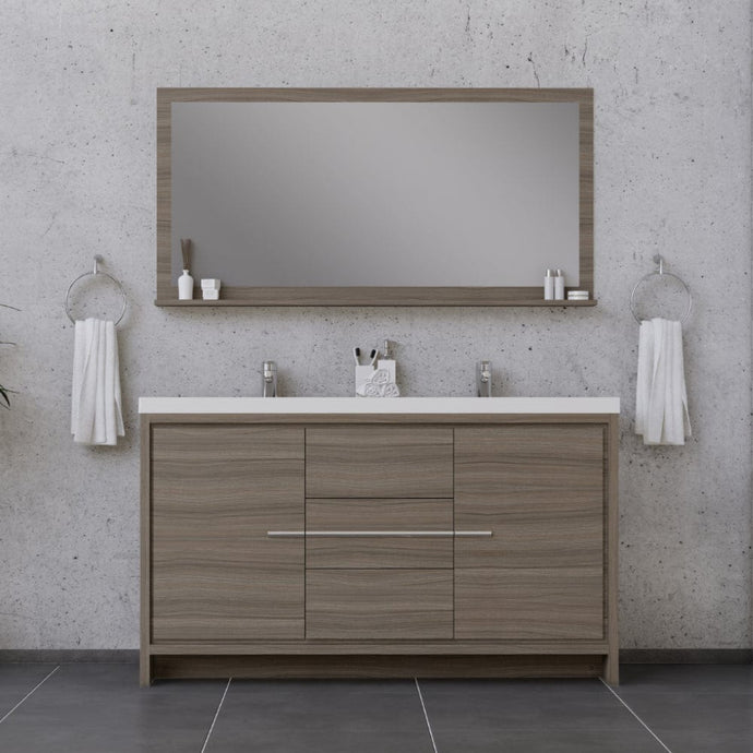 Alya Bath AB-MD660D-G Sortino 60 Double inch Modern Bathroom Vanity, Gray