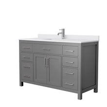 Load image into Gallery viewer, Wyndham Collection WCG242454SKGWCUNSMXX Beckett 54 Inch Single Bathroom Vanity in Dark Gray, White Cultured Marble Countertop, Undermount Square Sink, No Mirror