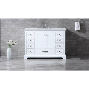 Lexora LD342248SAWQ000 Dukes 48" White Single Vanity, White Quartz Top, White Square Sink and no Mirror