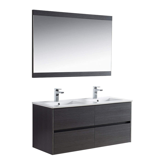 Blossom 016 48 16D C M Valencia 48 Inch Double Vanity with Ceramic Sink & Mirror - Silver Grey