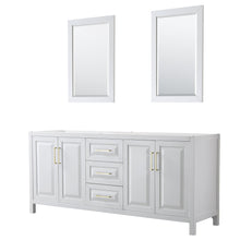 Load image into Gallery viewer, Wyndham Collection WCV252580DWGCXSXXM24 Daria 80 Inch Double Bathroom Vanity in White, No Countertop, No Sink, 24 Inch Mirrors, Brushed Gold Trim