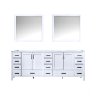 Lexora LJ342284DA00M34 Jacques 84" White Double Vanity, no Top and 34" Mirrors