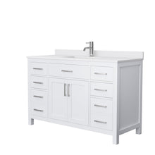 Load image into Gallery viewer, Wyndham Collection WCG242454SWHWCUNSMXX Beckett 54 Inch Single Bathroom Vanity in White, White Cultured Marble Countertop, Undermount Square Sink, No Mirror