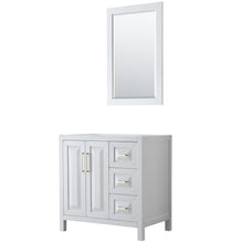 Load image into Gallery viewer, Wyndham Collection WCV252536SWGCXSXXM24 Daria 36 Inch Single Bathroom Vanity in White, No Countertop, No Sink, 24 Inch Mirror, Brushed Gold Trim