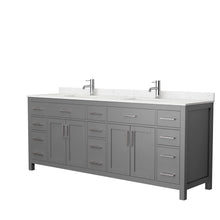Load image into Gallery viewer, Wyndham Collection WCG242484DKGCCUNSMXX Beckett 84 Inch Double Bathroom Vanity in Dark Gray, Carrara Cultured Marble Countertop, Undermount Square Sinks, No Mirror