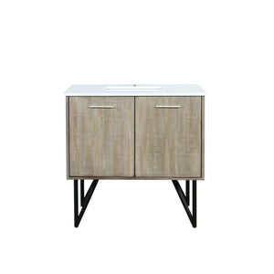 Lexora LLC36SKSOS000 Lancy 36" Rustic Acacia Bathroom Vanity, White Quartz Top, and White Square Sink